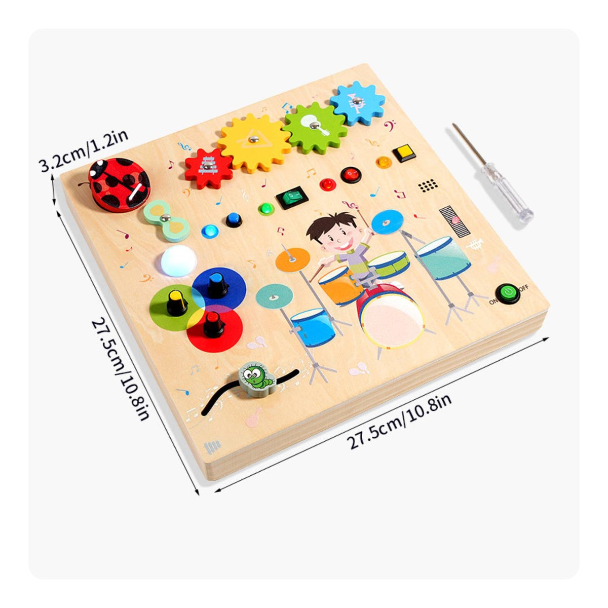 Drum Set Busy Board Early Learning Wooden Busy Board Interactive