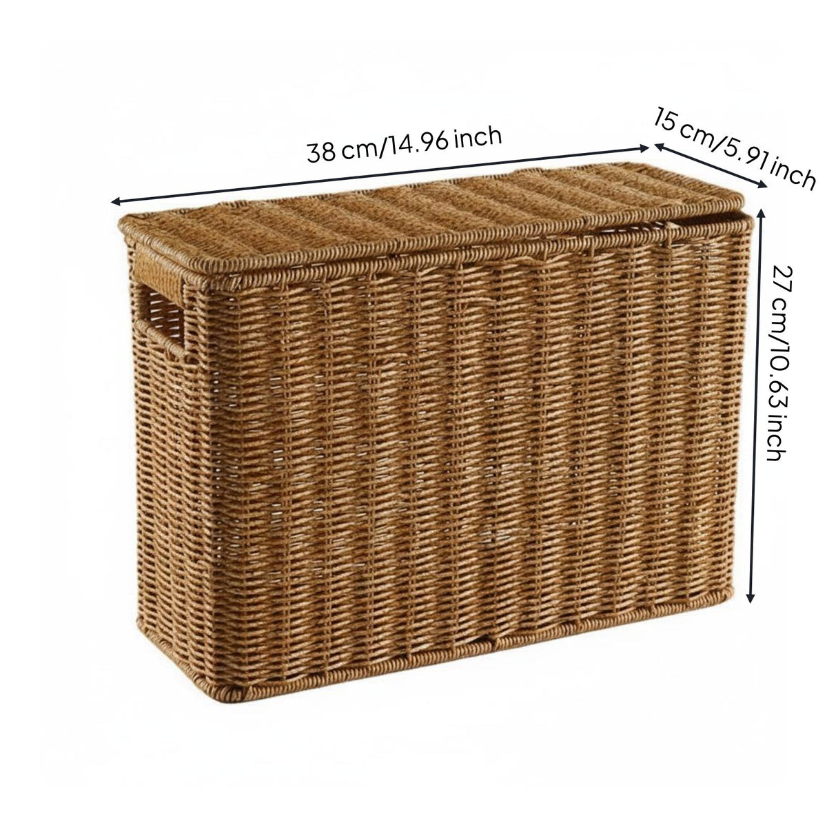 2 Pieces Narrow Storage Basket Lidded Narrow Compartment Basket Woven