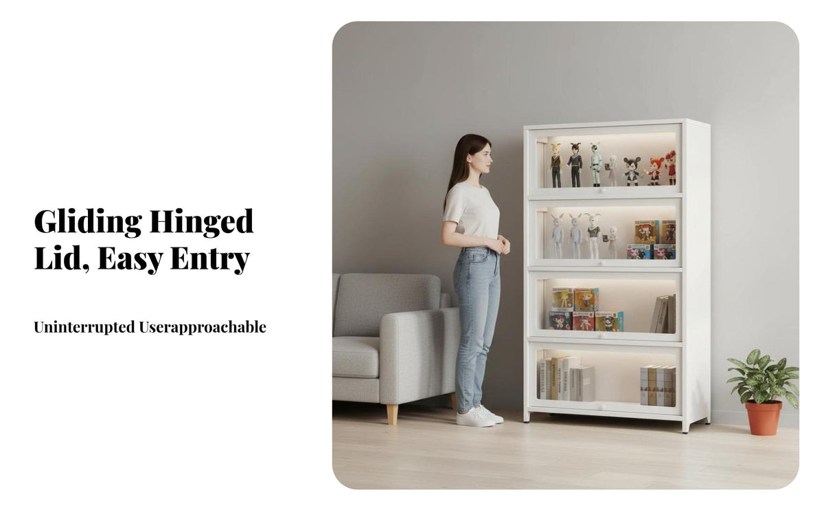 Glass Door Collectible Case debris-shieldedproof Display Cabinet Adjustable Shelves Lockable for Collectors, Study