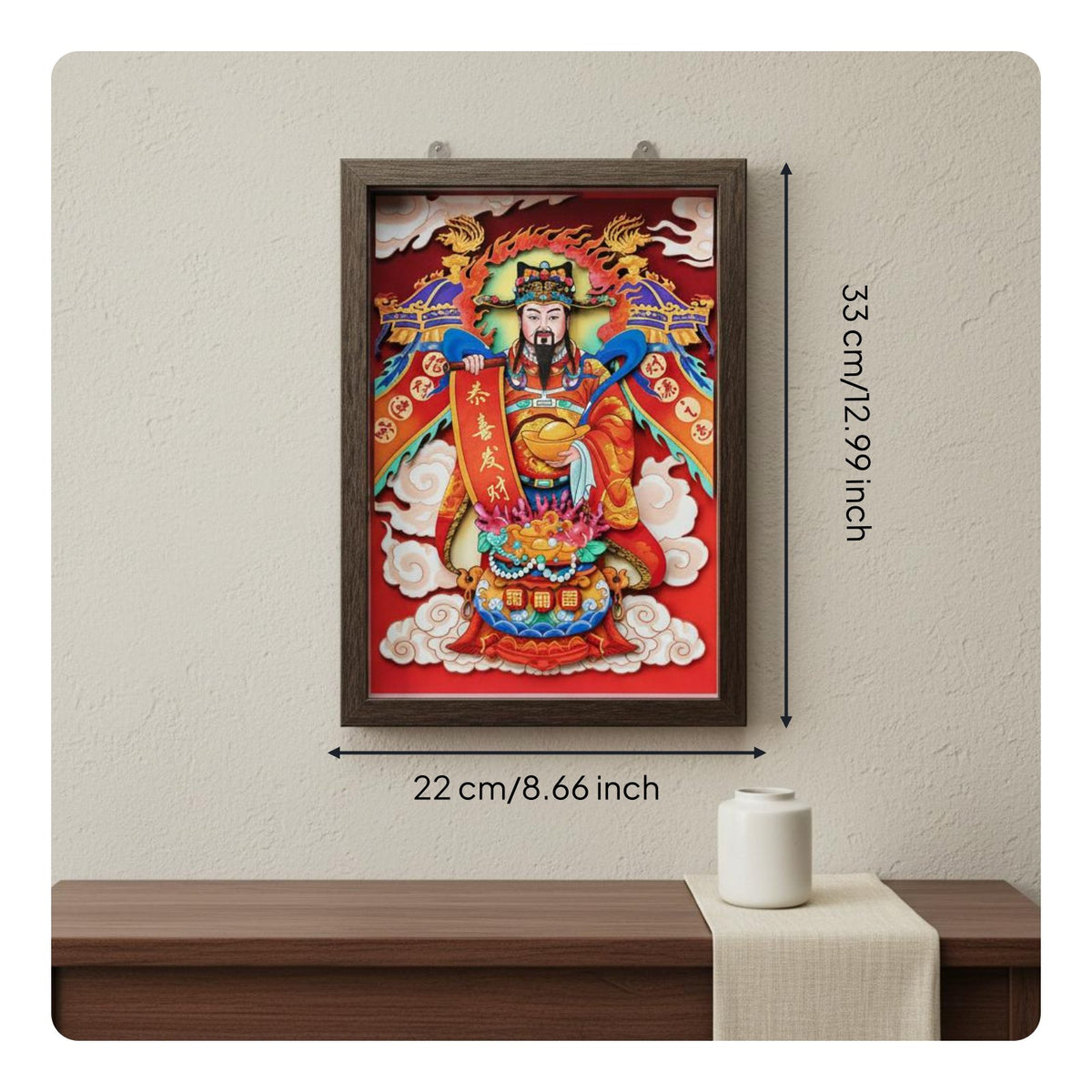 God of Wealth Wall Hanging Traditional Design Fortune Paper-Cut Decor
