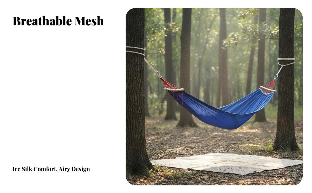 Outdoor Ice Silk Mesh Hammock, Wide Single Anti-Rollover, Camping & Outdoor Dining, Child Mesh Hammock, Random Color