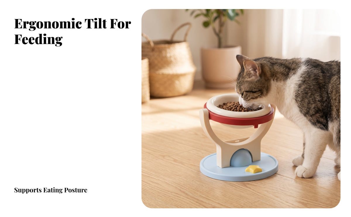 Tilted Raised Cat Bowls Stable Elevated Cat Bowls Sturdy Elevated Pet Bowl for Cats, Small Pets, Home