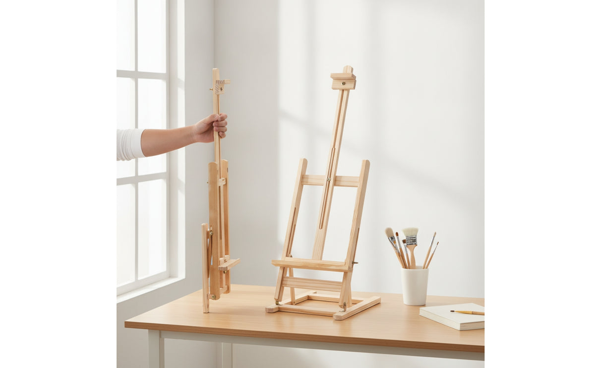 Desktop Easel with Adjustable Support Tabletop Foldable Wooden Easel Portable for Beginners