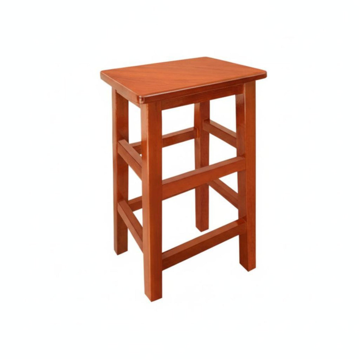 Four-Legged Wooden Stool Space-Saving Unadorned Wooden Seat Easy to Clean