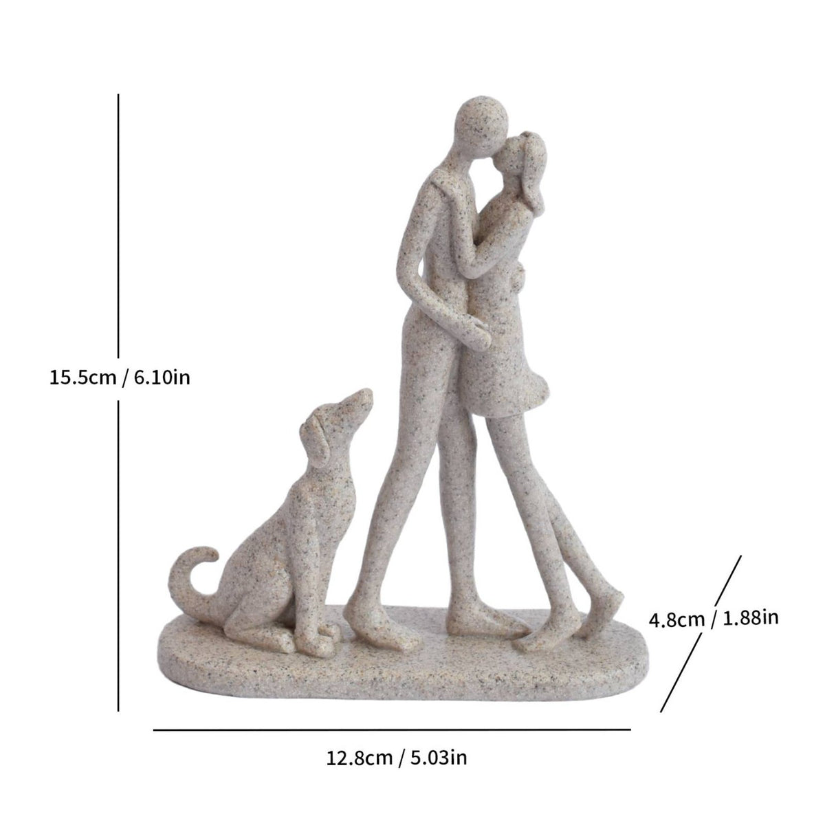 Couple and Dog Statue Decorative Ornament Abstract Human Figure Handmade