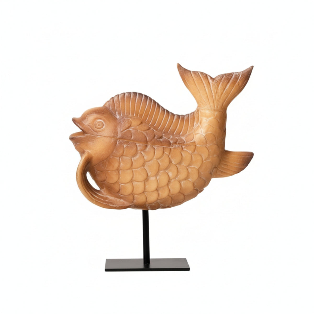Decorative Aquatic Creature Sculpture with Metal Stand Textured Decor Unique