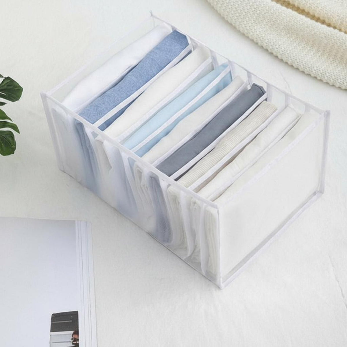 Partitifirstd Clothing Drawer Clear transparent panel foldable Organizer Box for Dorm Room