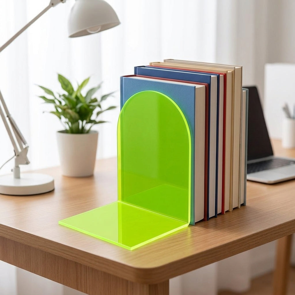 Small Acrylic Bookend, Transparent Non-Slip, Desk Organizer for College Students, 9x13.3x12cm