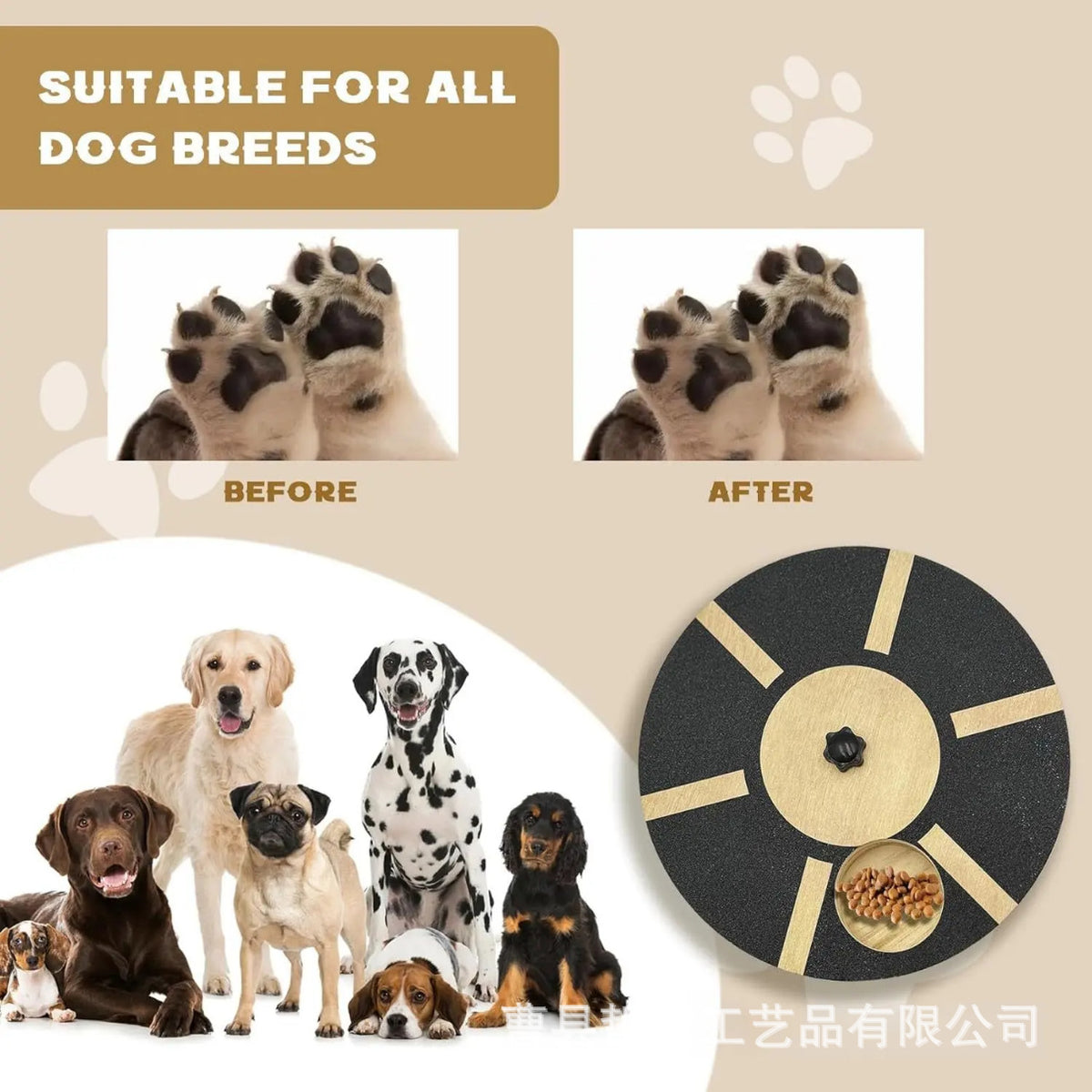 Rotatable Wooden Dog Nail Scratcher with Treat Dispenser