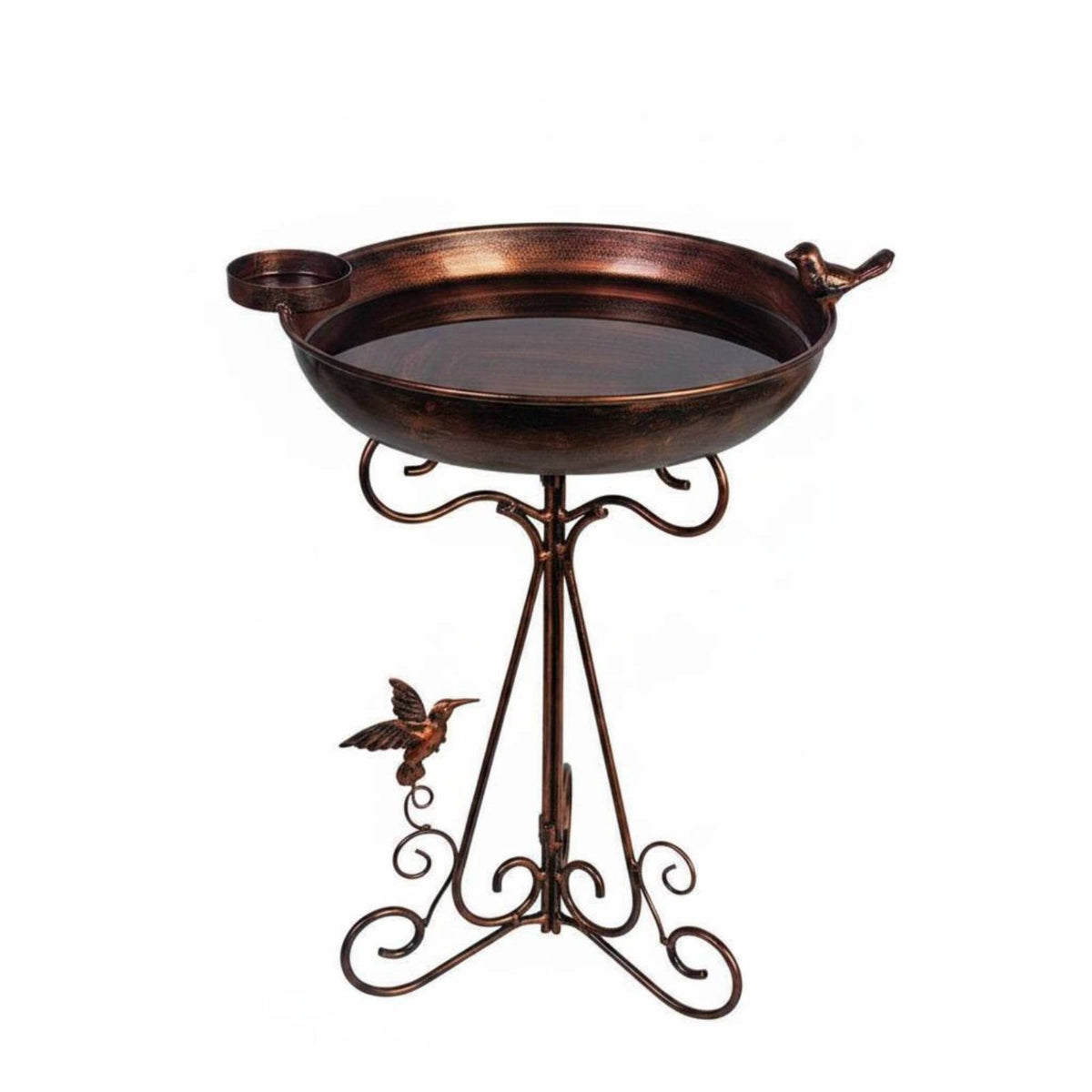 Wrought Iron Avian Bath Effortless Setup to Classic Rustic Bird Bath Ornament Rust Resistant Garden Decor for Yard, Patio