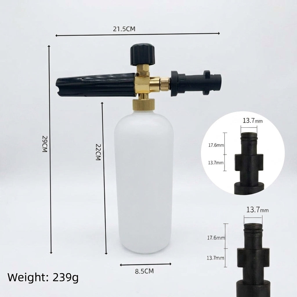 Car Wash and Car Detailing Foam Sprayer for Pressure Washer, 1L Adjustable Aluminum Foam Lance, Thick Car Wash Foam Spray Dispenser Bottle