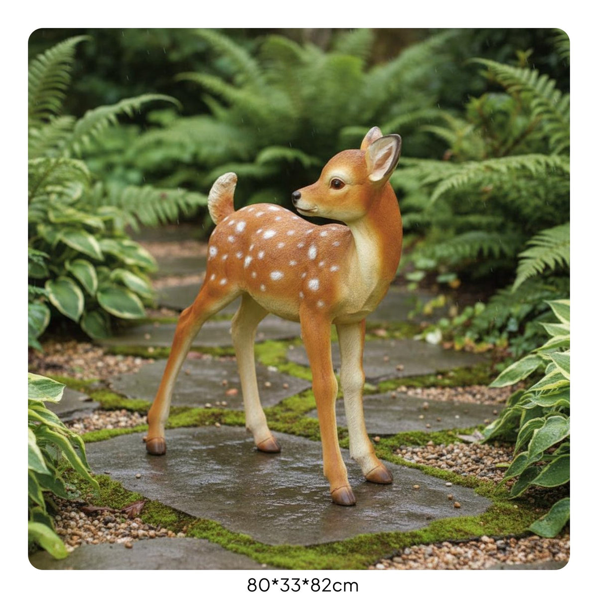 7 Pieces Decorative Deer Statue Hand Painted Realistic Deer Statue Weather-Resistant for Outdoor