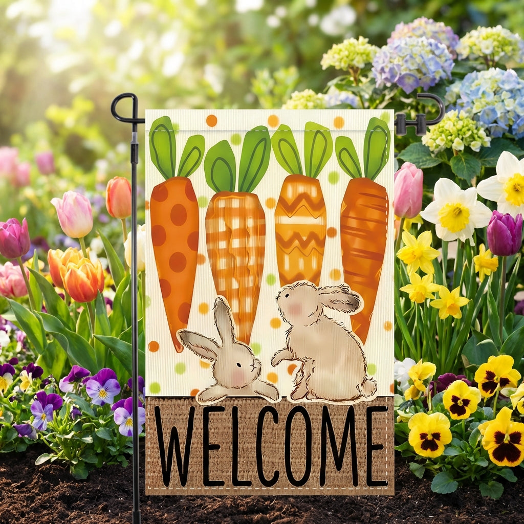 Easter Garden Flag Festive Atmosphere Bunny Yard Flag Vivid Print Outdoor Decor for Holiday Enthusiasts, Homeowners, Front Porch, Patio, Deck
