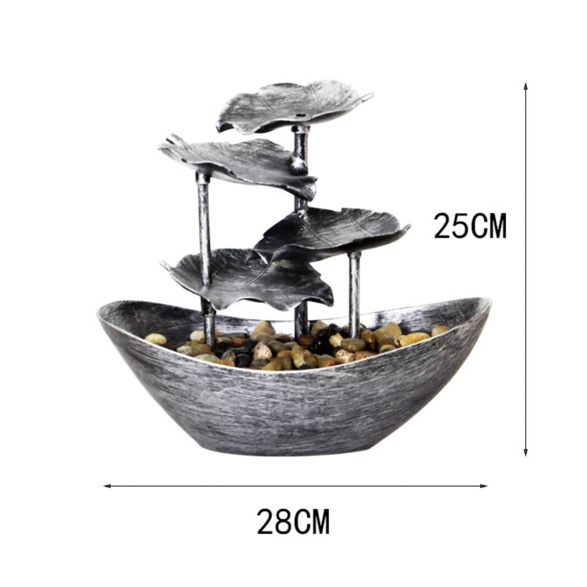Tiered Foliage Fountain Brushed Home Decor Pebbles