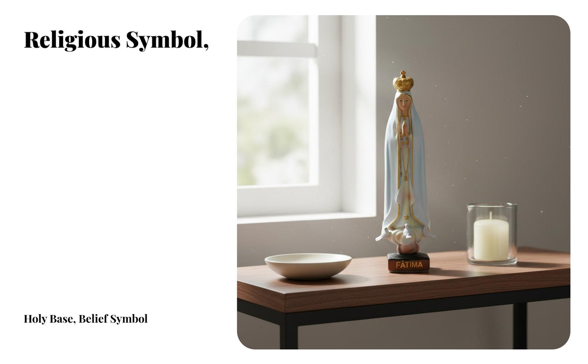 Classical Design Our Lady of Fatima Statue Detailed Craftsmanship Holy Mary Figurine Meaningful Gift Holy Mary Sculpture High-Quality Material for Catholics, Christians, Prayer Room, Home Altar, Desktop Decoration, Bookshelf Display