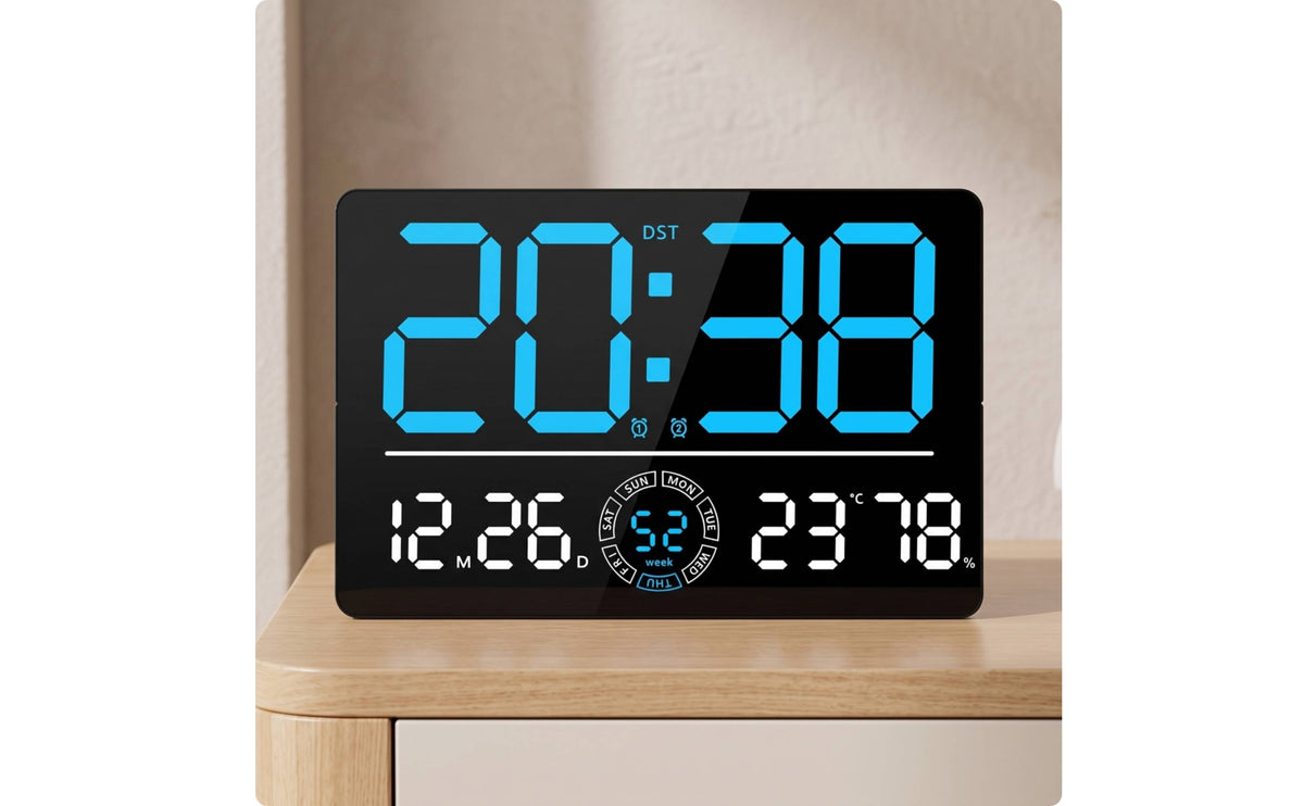 LED Digital Wall Clock Silent Digital Wall Clock 12/24-Hour for Living Room, Bedroom