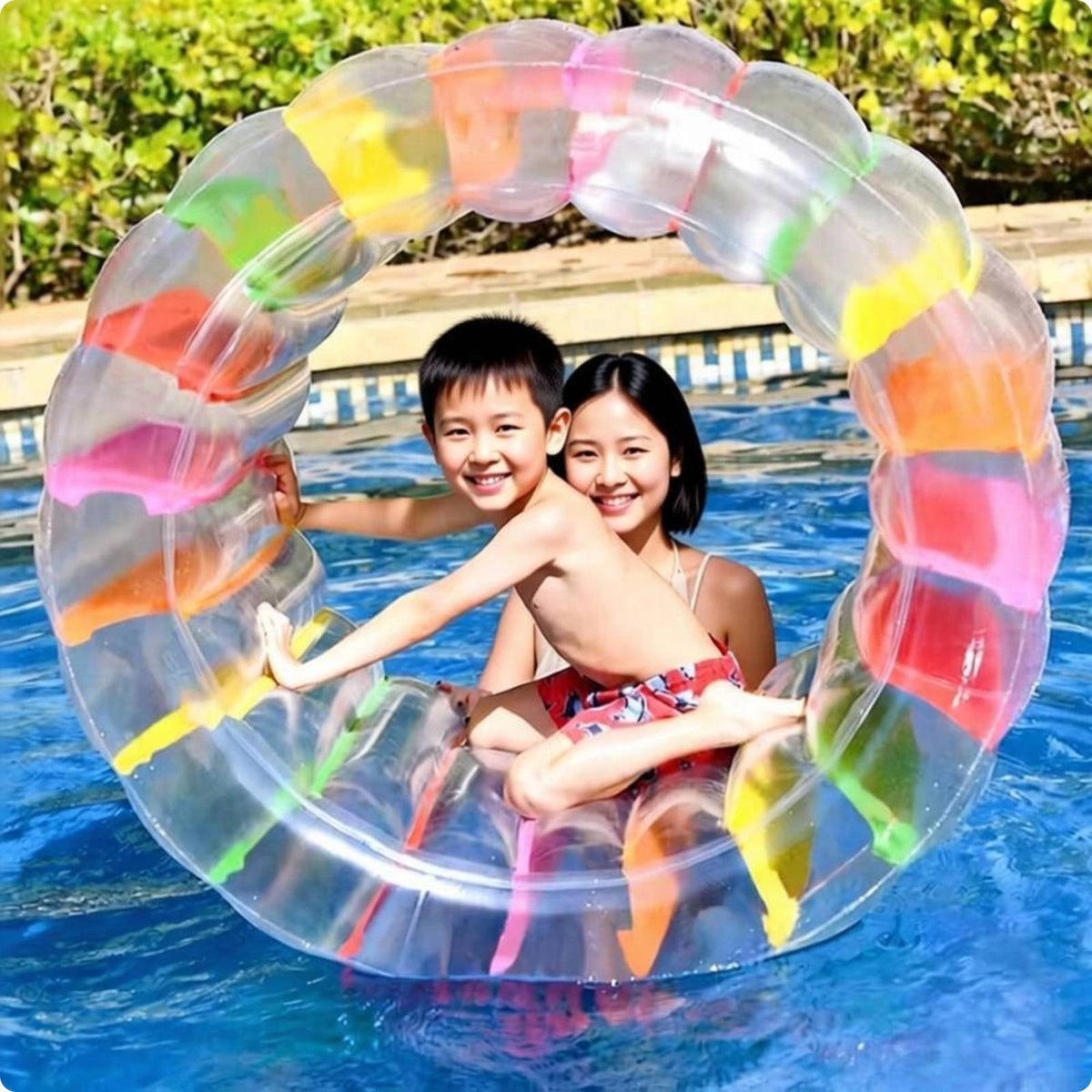 Inflatable Water Wheel Long-Lasting Colorful Inflatable Tube Sturdy for Outdoor