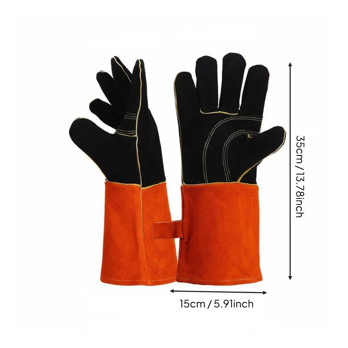 Heavy Duty Soldering Gloves Multi-Purpose Long Cuff Work Gloves Heat Resistant Gauntlets for Welders, Construction Workers, Foundry, Fireplace, BBQ
