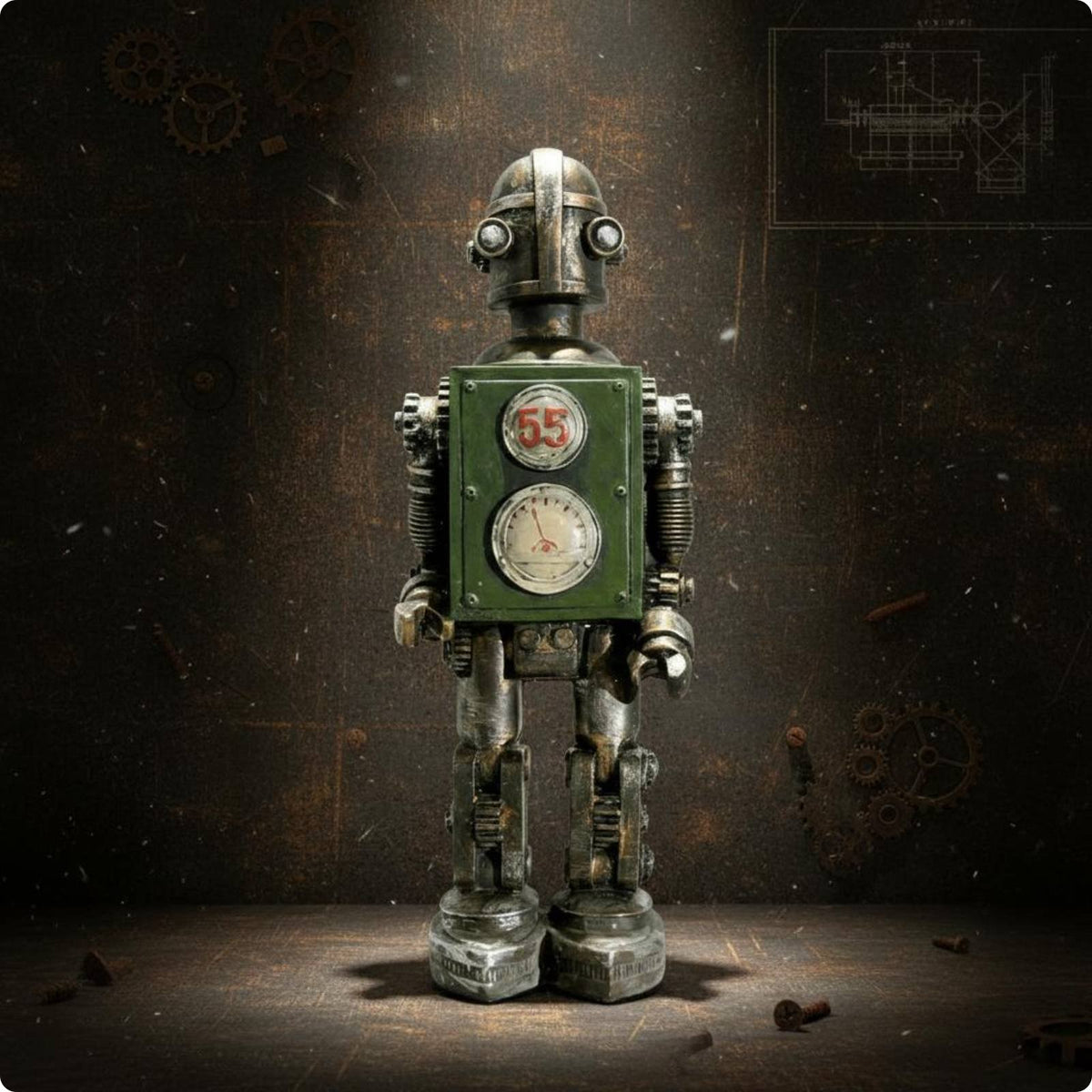 Retro Robot Figurine Collectible Industrial Robot Decoration Gift Home Decor for Coffee Shop
