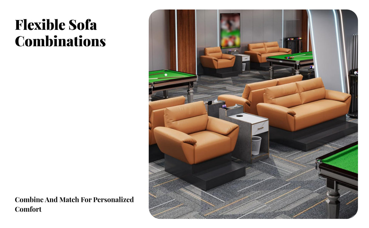 Easy to Clean Billiard Viewing Sofa Set Wear-Resistant Upholstery Billiard Room Sofa with Footrest Sturdy Base Booth Seating High-Resilience Foam for Venue Owners, Club Patrons, Lounge Guests, Pool Hall, Clubhouse