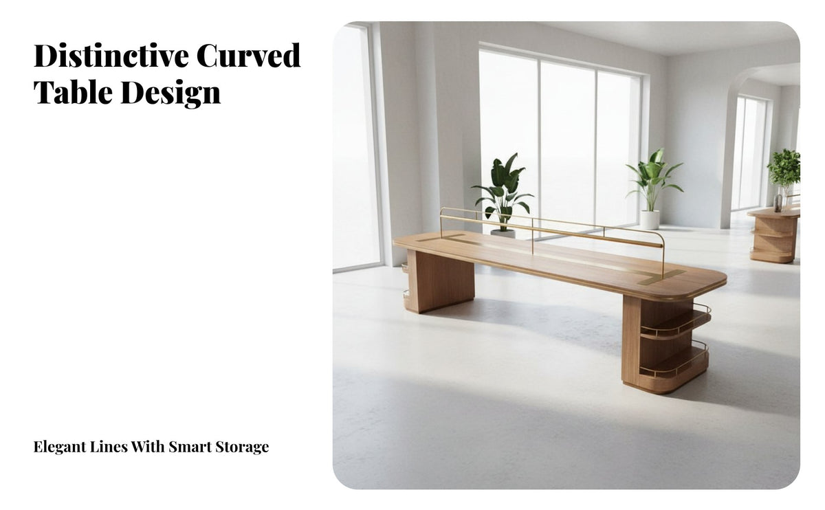 Solid Wood Library Table Minimalist Design Reception Area Table Set Built-in Lighting Commercial Furniture for Interior Designers, Lobby, Sales Center