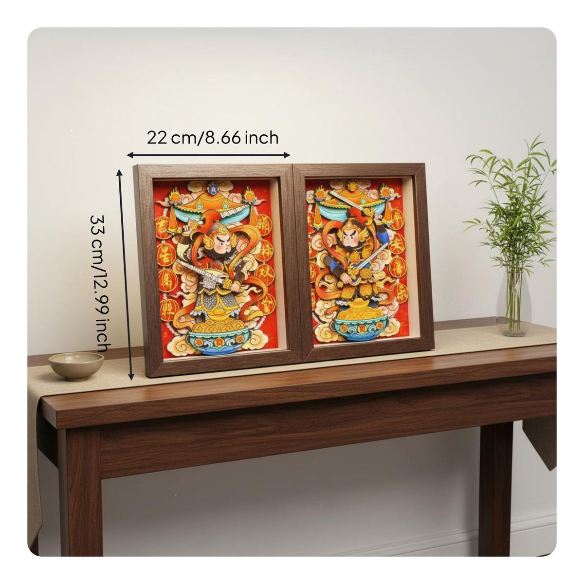 Chinese Style Door God Decor New Year Gift Layered Relief Decoration Tabletop Art Frame