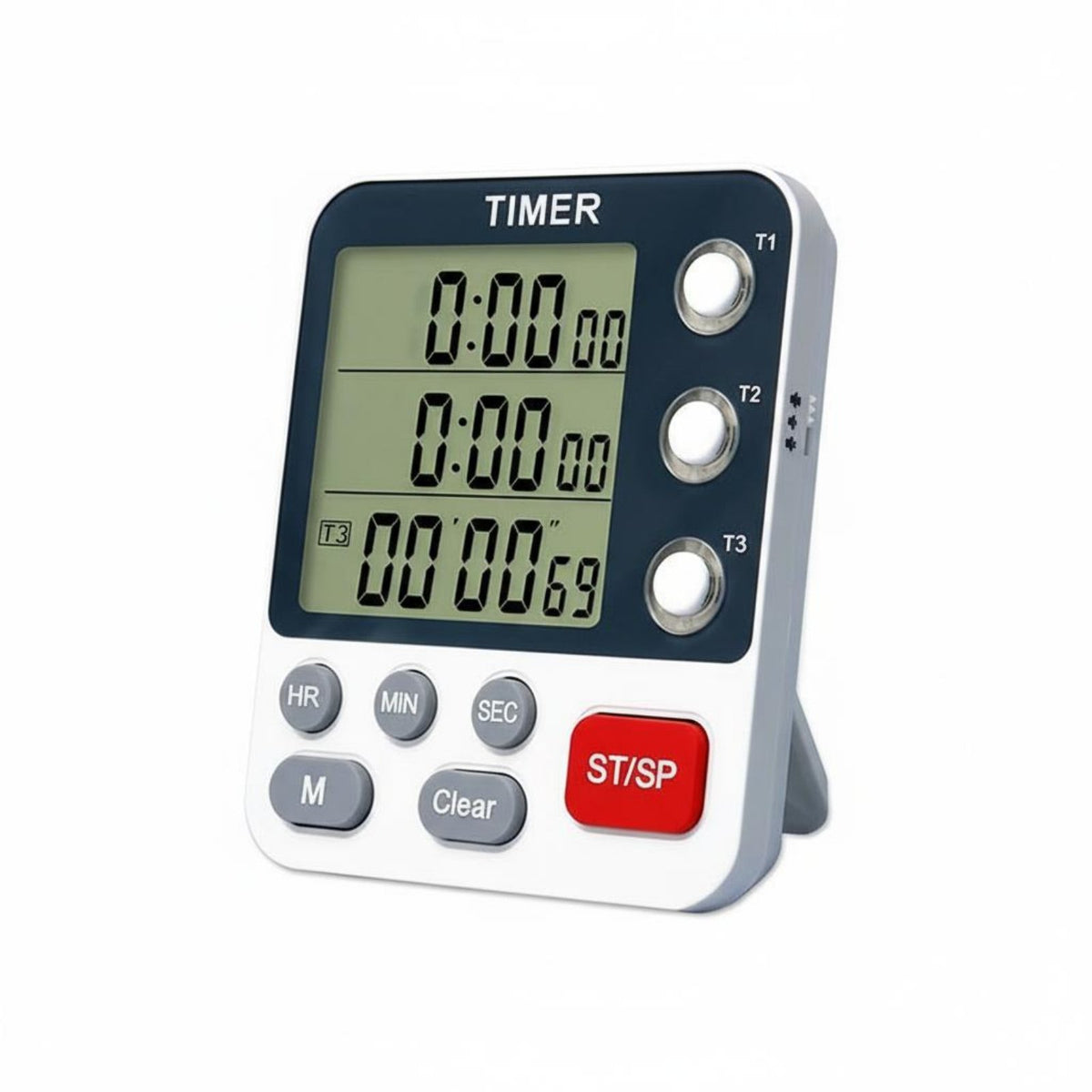 Flashing Light Notification 3 Channel Kitchen Timer Adjustable Volume Multi-Event Digital Timer Memory Function for Home Cooks, Laboratory