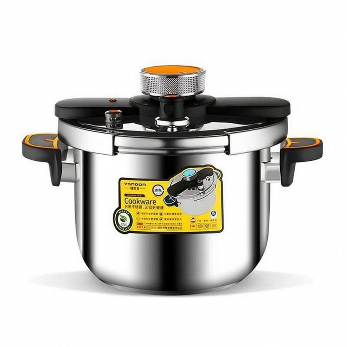 Easy One-Press Stainless Steel Pressure Cooker Food-Grade Pressure Cooker with Lid Rust-Resistant Simmer Pot Multi-Safety for Gas Stoves