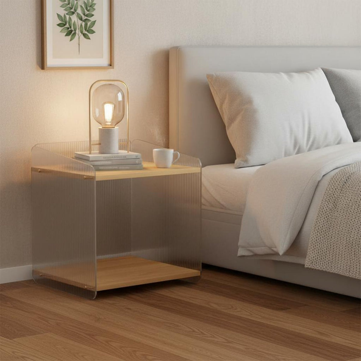 C-Shaped Side Table Space-Saving Design Nightstand Minimalist design for Students
