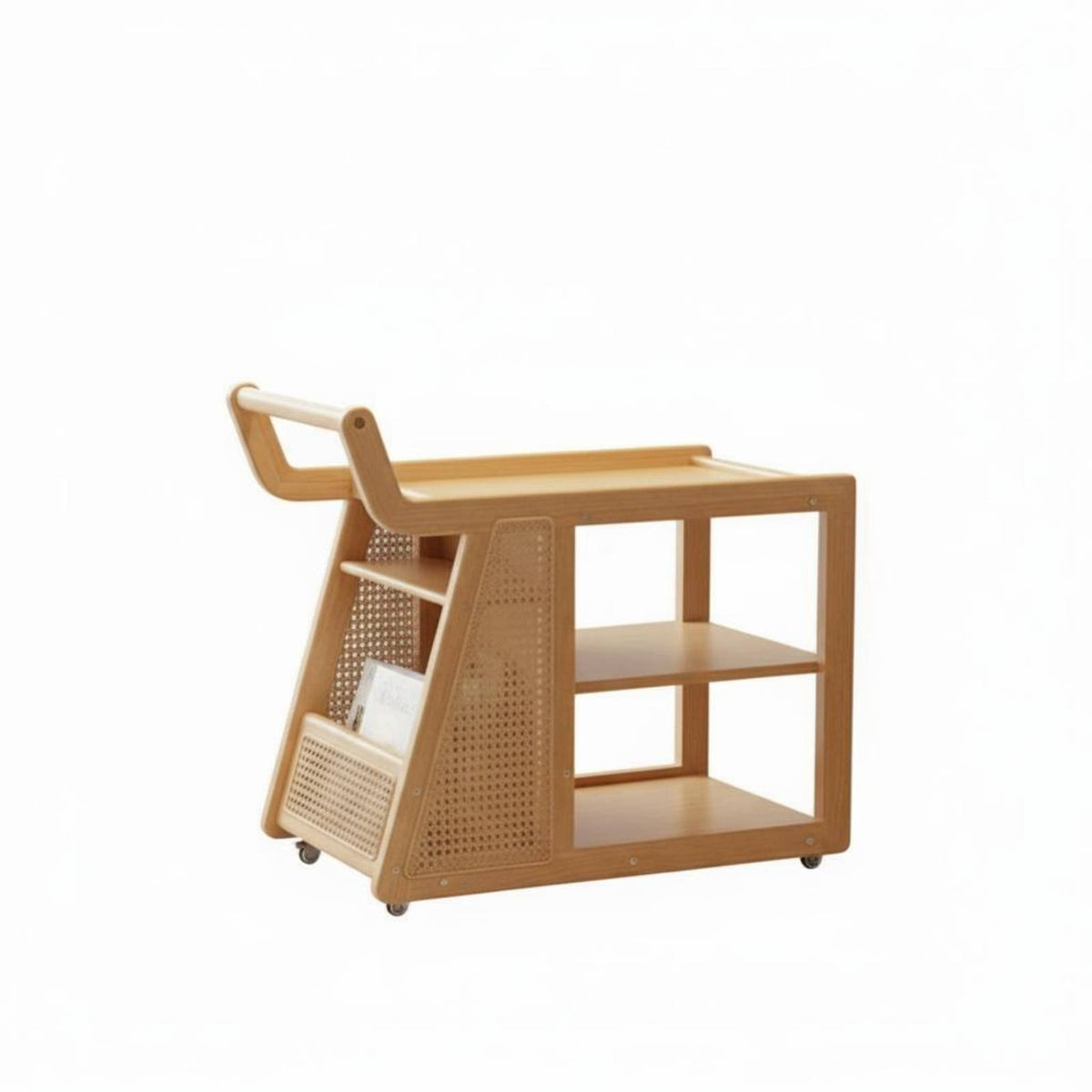2-Tier Rolling Trolley Vintage design Side Table adaptable Use for Renters, Hosts