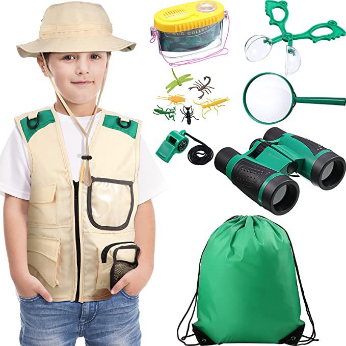 Children's Outdoor Adventure Toy Set with Magnifying Glass, Telescope, and Insect Observation Box