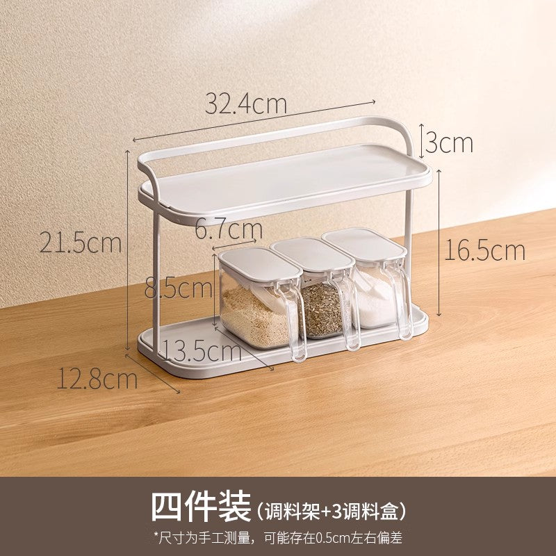 懒角落调料置物架厨房杯子架子台面放调味料调味品油壶双层收纳架