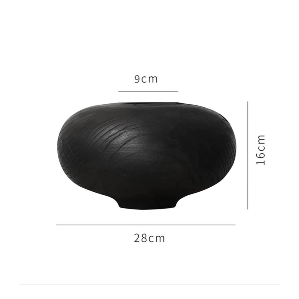 Black Wooden Vase Vintage Inspired Round Decorative Flower Holder Handmade