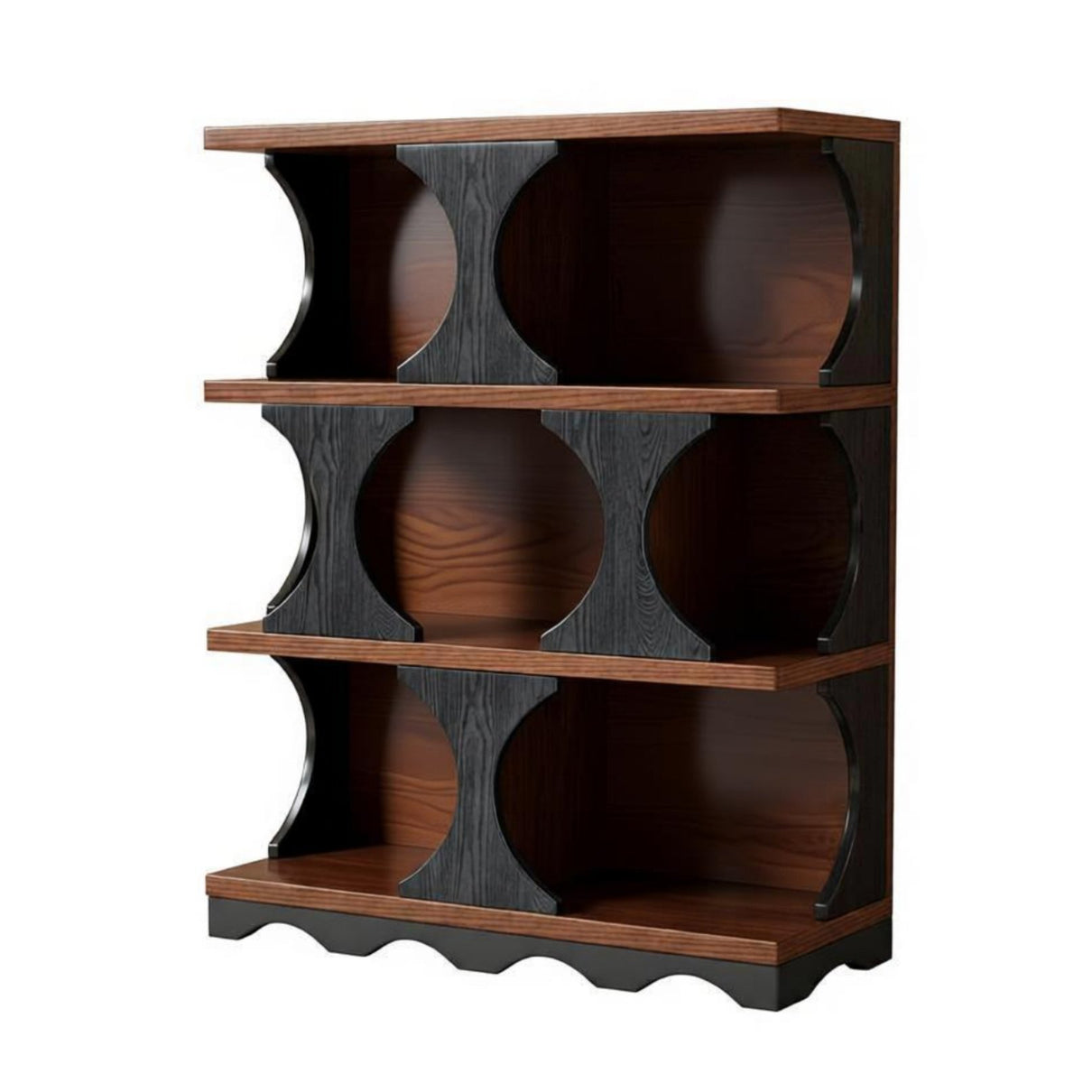 Multi-Tier Shelving Unit Thickened Shelves 3-Tier Shelf with Curved Dividers High Stability Semi-Hidden Compartments for Bedroom