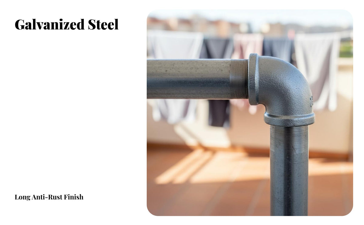 Thickened Tubes Single Bar Pipe Rack Heavy-Duty Drying Stand Rust Resistant Clothing Organizer High Load Capacity for Shopkeepers, Apartment Dwellers, Balcony, Market Stall, Retail Shop, Laundry Room