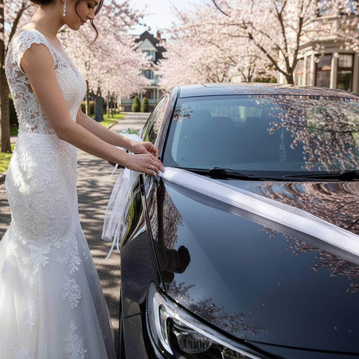 Wedding Car Decoration Set Easy Installation Wedding Car Decoration Kit Vehicle Accessory Paint-Safe No Tools Required