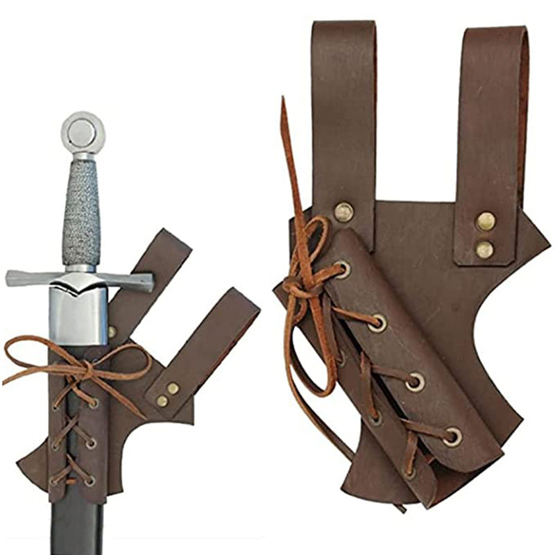 Viking Shield-Shaped Medieval Combat Knight Sword with Scabbard