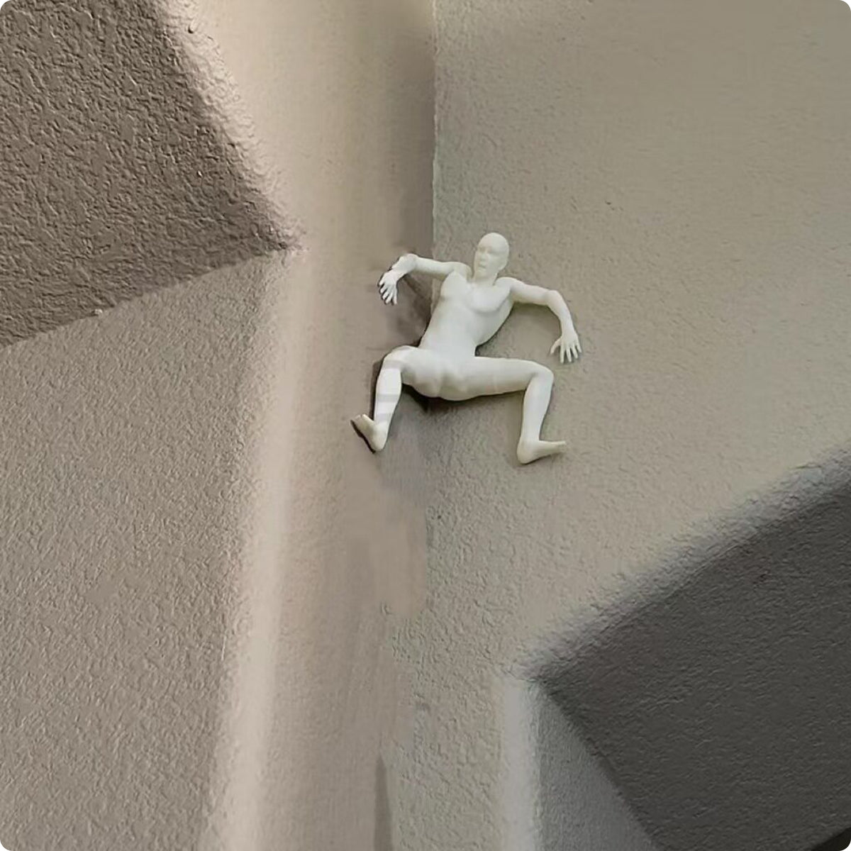 Wall Climber Figurine Polished Finish Wall Hanging Figurine Molded for Corners