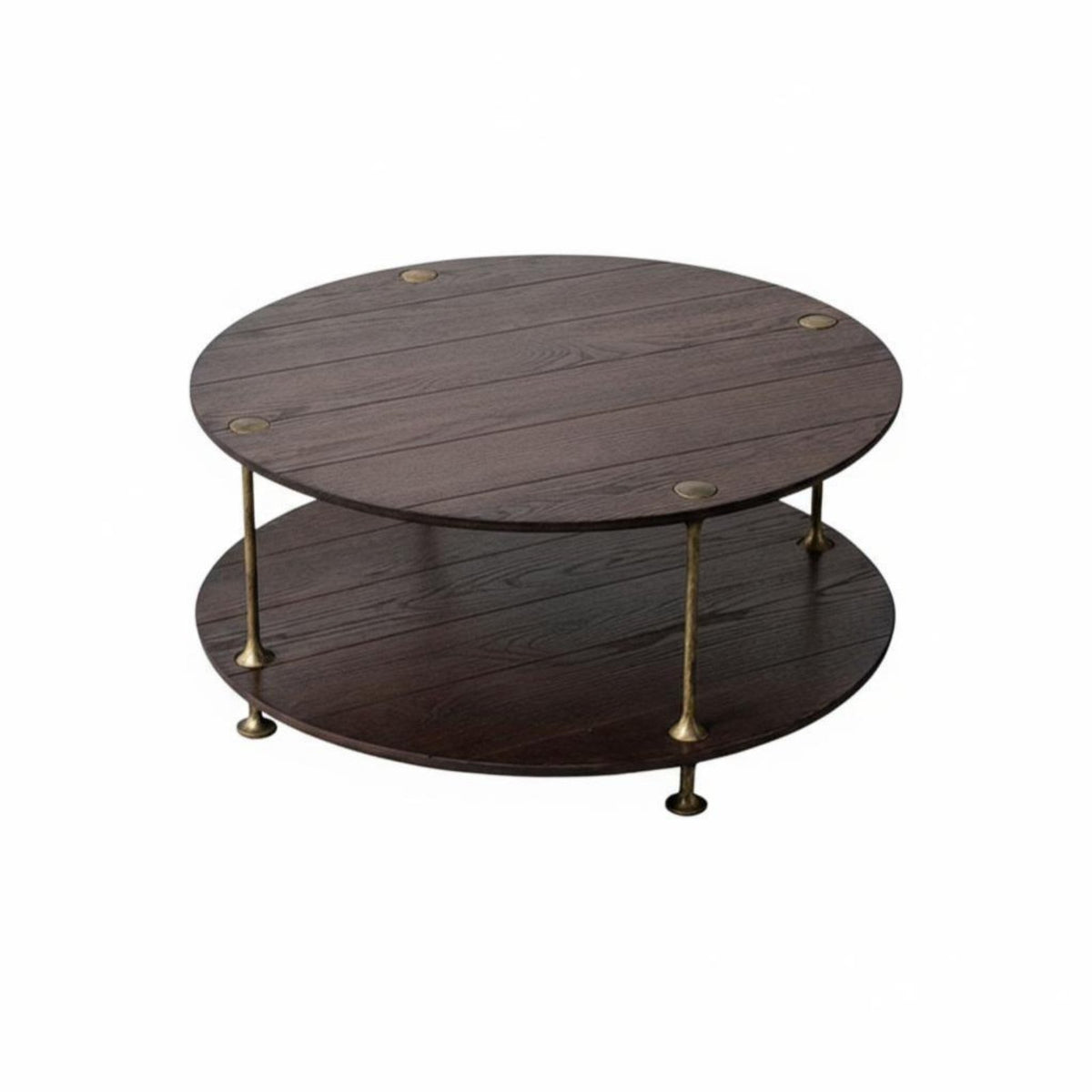 Three-Legged Circular Table Factory-Chic Aesthetic Household Furniture Vintage Look Rustic Appeal for Living Room