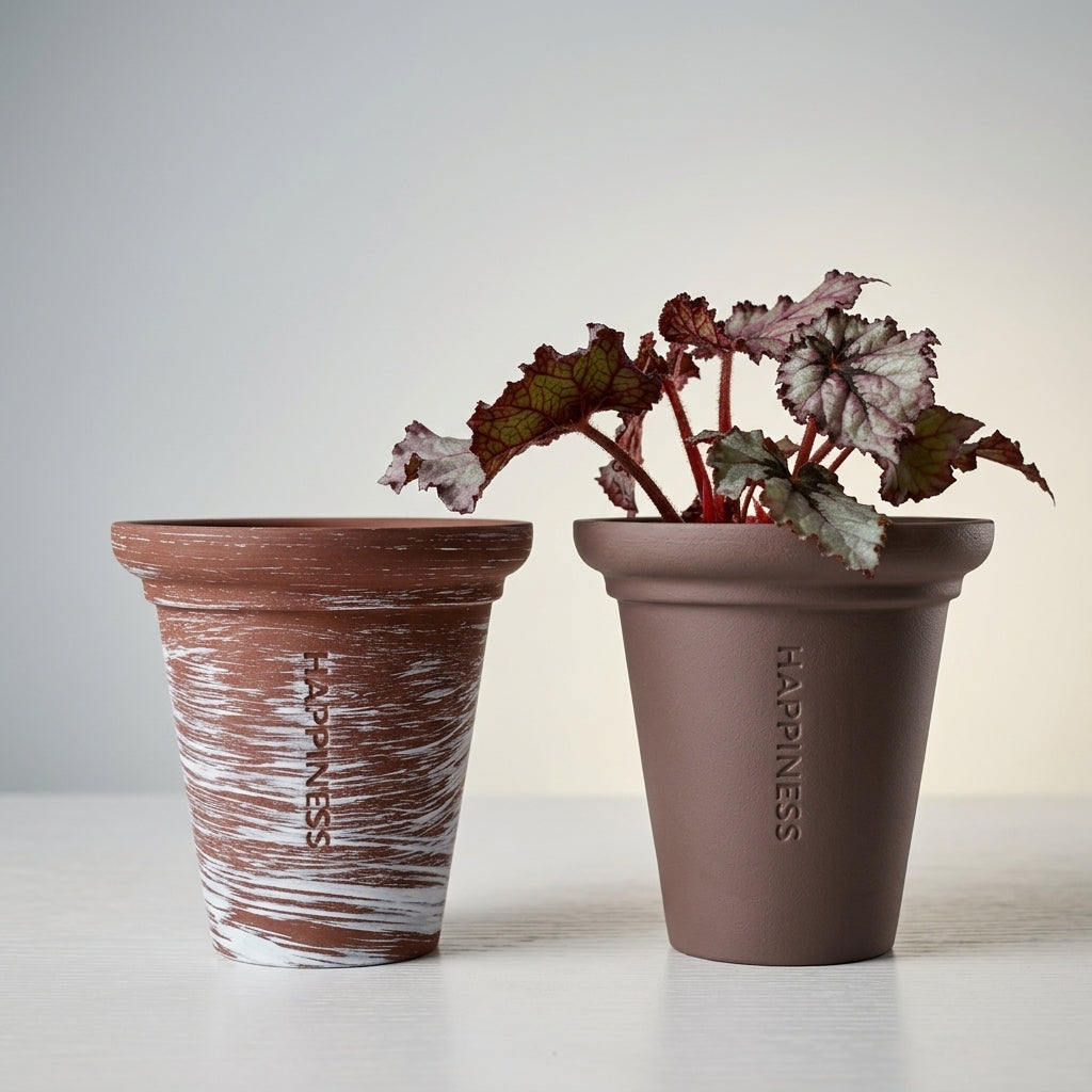 Plant Pots for Indoor Plants and Home Office, Smooth Terracotta Pots with Drainage Hole, Single Breathable Clay Pot, Small Tapered Terra Cotta