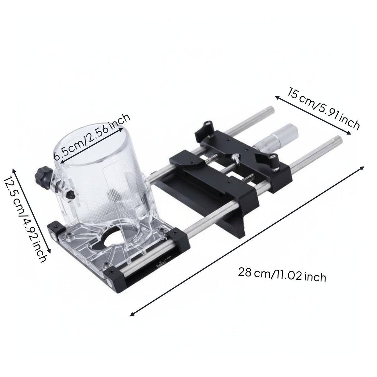 65mm Trimmer Guide Base CNC Aluminum Alloy Wood Router Slotting Jig for Workshop