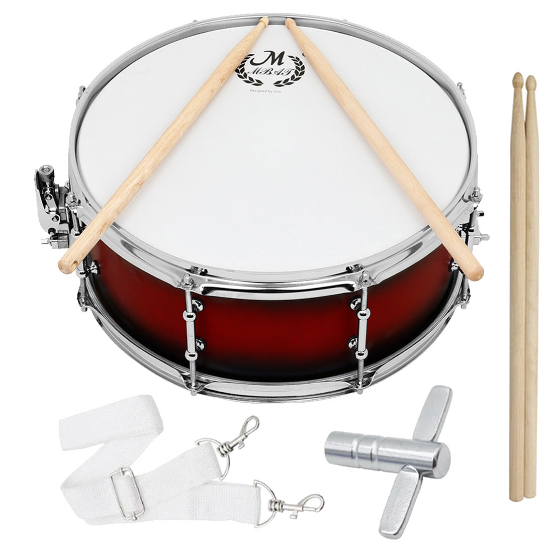 MBAT 14-inch Snare Drum for Students with Drumsticks and Strap