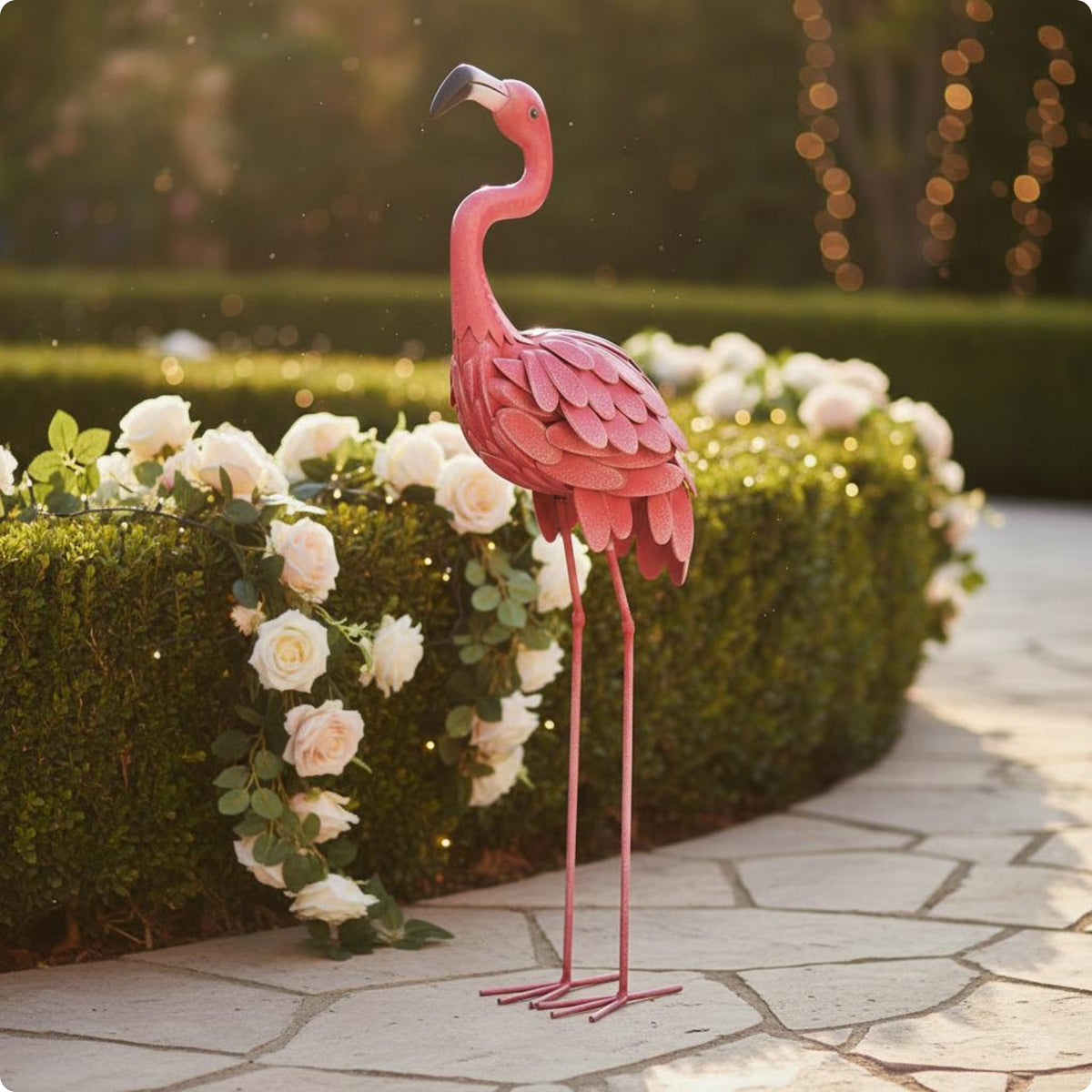 Flamingos Statue Eye-Catching Roseate Bird Ornament Photo Prop for Garden, Wedding