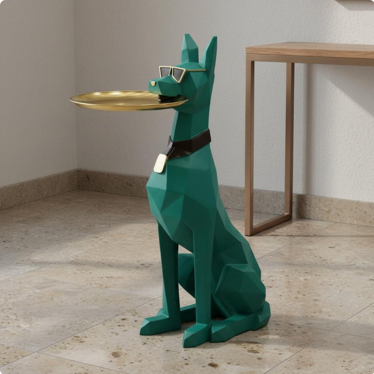 Doberman Statue Light Luxury Design Geometric Dog Sculpture Floor Standing