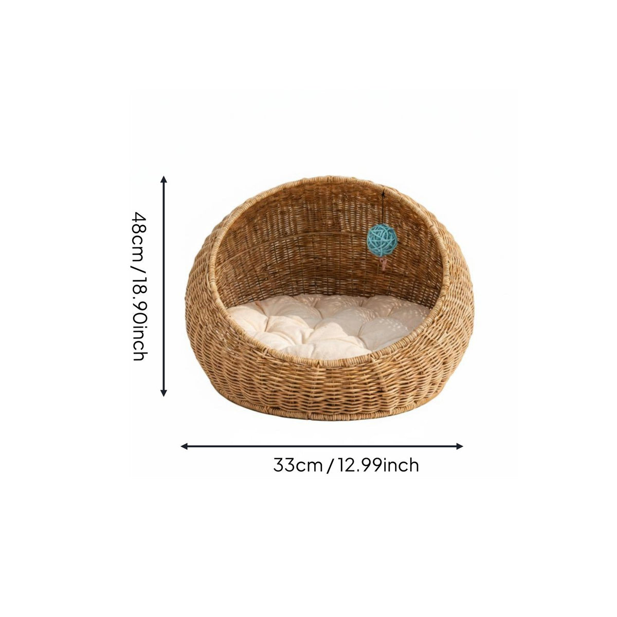 Rattan Design Feline Bed Moisture Resistant Round Pet Sleeping Bowl Soft Pad