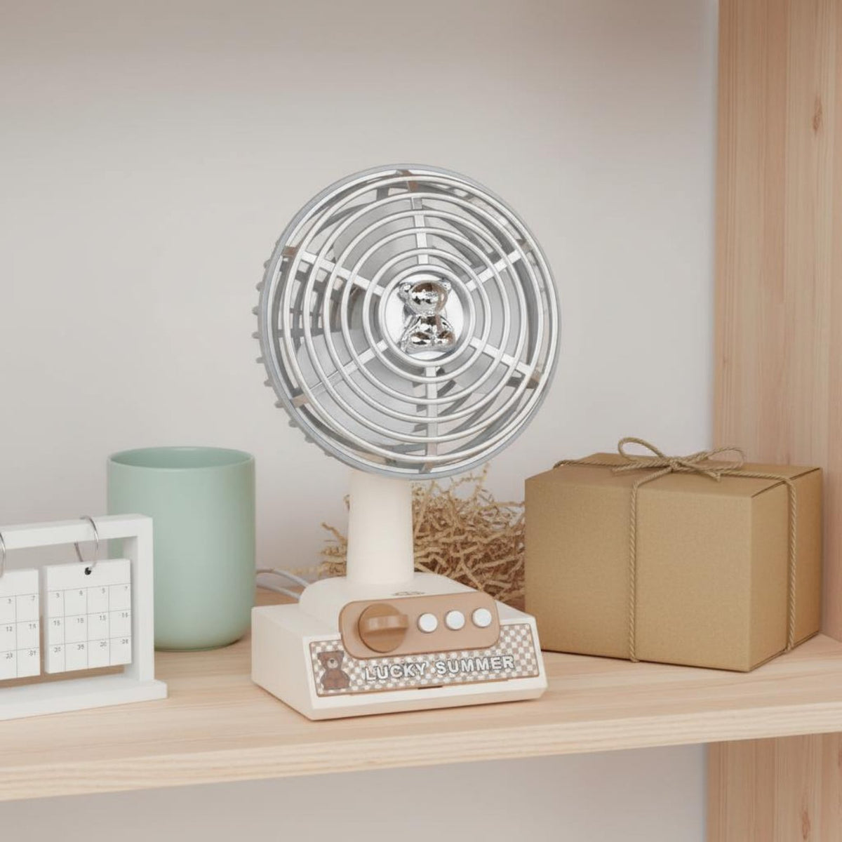 Compact Size Retro Design Mini Fan Lightweight Retro Design Table Fan Quiet Operation Air Circulator Adjustable Angle for Students, Office Workers, Kids, Travel, Dorm Room, Bedroom