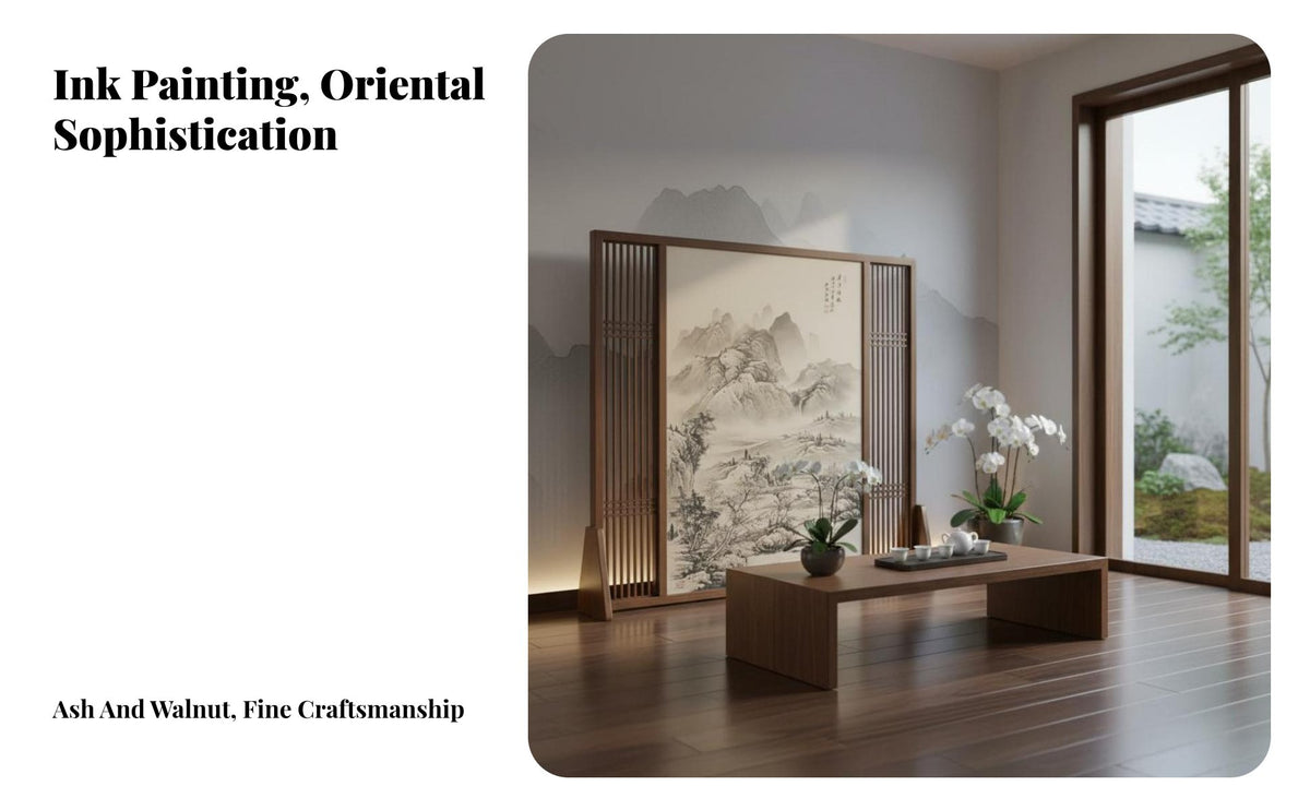 Solid Wood Construction Chinese Design Screen Hollow-out Design Wooden Frame Partition Traditional Craftsmanship Zen Landscape Art Screen Space-Saving for Interior Designers, Business Owners, Entryway, Restaurant, Bedroom, Studio Apartment