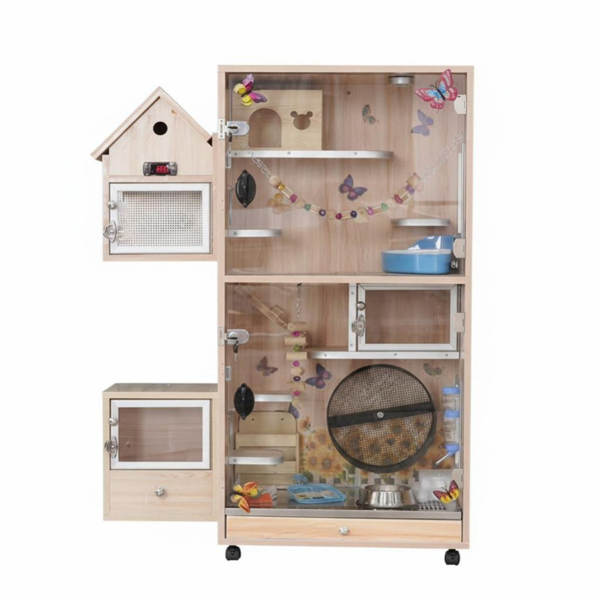 Easy to Easy-cleanConditioned Chinchilla Enclosure Pull-out Drawer Pet Cabinet Gnaw-resistantSafe Rodent Enclosure Ventilated Design for Families with Children, Indoor, Indoors, Living Room, Bedroom