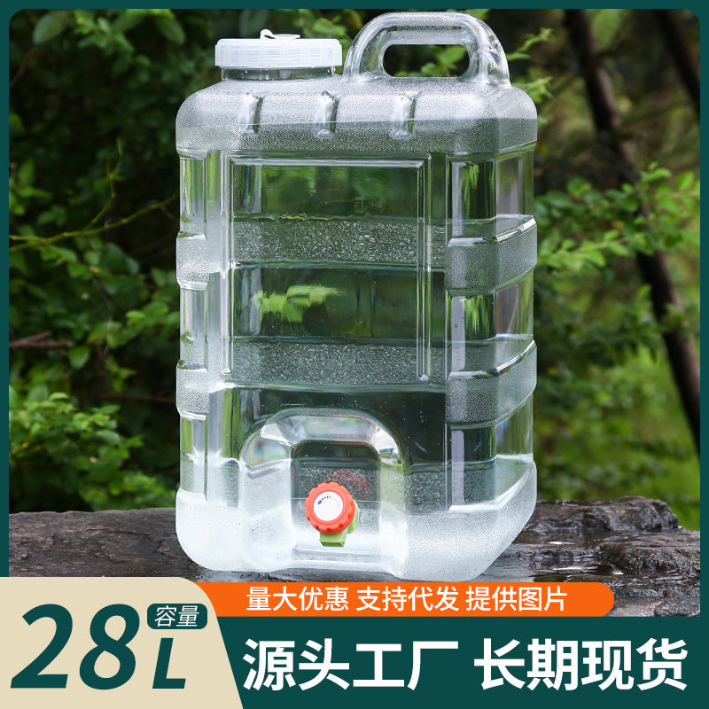 28L Transparent PC Water Storage Bucket with Spigot for Camping and Travel