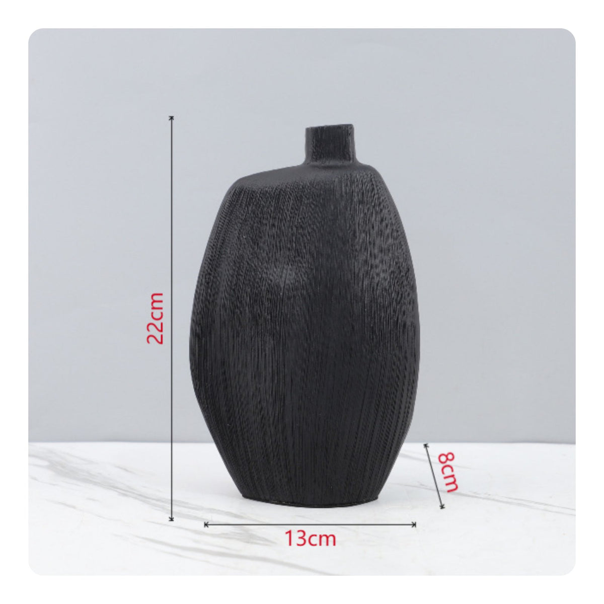 Black Resin Vase Neutral Modern Decorative Vase Sturdy for Entryway